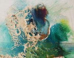 Kiss Elek (1938-1995): Gesztusok (cím nélkül), 1992. Olaj, vegyes technika, farost. Jelezve balra kö...