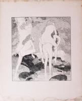 Franz von Bayros (1866-1924): Három grácia (szecessziós erotikus jelenet). Nyomat, papír, jelzett a ...