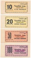 1926-1945 k. Debrecen 10P + 20P "KAJA" vásárlási jegyek + 50P + 100P "NEMES" vásárlási jegyek, mind "Közalkalmazottak Beszerzési Csoportja" szárazpecséttel T:XF hajtatlanok, kis sarokhajlások Adamo DEB-5.1.1,5.2,6.1,6.2