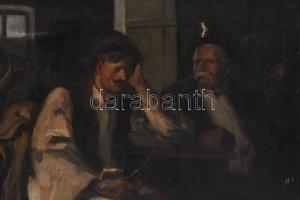 Zórád Géza (1896-1959): Mulatozó társaság . Olaj, vászon. Jelzett. Javított. Sérült. 40x50 cm