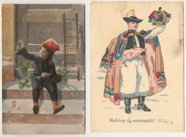8 db RÉGI motívum képeslap: karácsonyi és újévi üdvözlőlapok / 8 pre-1945 motive postcards: Christmas and New Year greeting cards