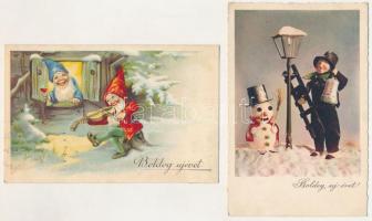8 db RÉGI motívum képeslap: karácsonyi és újévi üdvözlőlapok / 8 pre-1945 motive postcards: Christma...