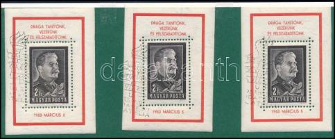 1953 3 db Sztálin blokk (21.000)