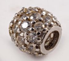 Arany (Au) gyöngy, kövekkel kirakva, 14k, jelzés nélkül, bruttó 0,56g