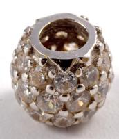 Arany (Au) gyöngy, kövekkel kirakva, 14k, jelzés nélkül, bruttó 0,56g