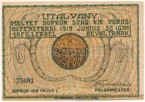 1918. Sopron 1918. május 1. 10f utalvány T:VG szép papír Adamo SOP4.1