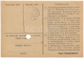 1946. 10.000.000AP nem kamatozó Pénztárjegy "D 041695" "Másra át nem ruházható" ...