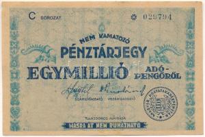 1946. 1.000.000AP nem kamatozó Pénztárjegy "C 029794" "Másra át nem ruházható" bélyegzés nélkül T:F kis anyaghiány bal szélen Adamo P59