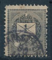 1888 Sztereo 1kr nagy látványos lemezhibával a koronában (papírelvékonyodás, barnás foltok / thin paper, brownish spots)