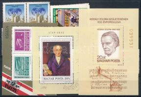 1980-1989 Kis tétel, benne sorok és blokkok, kisívek, 25 db borítékban és egy stecklapon