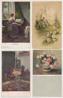 14 db RÉGI művészlap / 14 pre-1945 art postcards