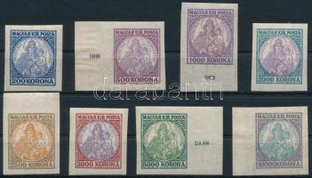 1921/1925 Koronás Madonna vágott sor (60.000) / Mi 374-379 + Mi 401-402 imperforated set