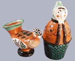 Kántor és Kun Gazda Karcag 3 darab kerámia tárgy, felületi sérülésekkel, m: 23 cm