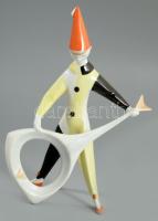 Aquincum Bohóc nagybőgővel. Terv.: Hanzély Jenő. Jelzett, hibátlan, m: 21 cm