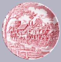 Myott Royal Mail fajansz süteményes készlet. Kínáló. 42 cm + 5 db kistányér Máz alatti festéssel, je...