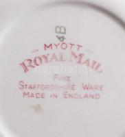 Myott Royal Mail fajansz süteményes készlet. Kínáló. 42 cm + 5 db kistányér Máz alatti festéssel, je...