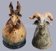 Szilágyi kos alakú só- és borsszóró pár, jelzett, m: 12 cm alatt