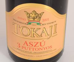 2001 Tokaji 3 puttonyos tokaji aszú, bontatlan palack édes, fehér desszertbor, díszdobozban, 12.5%, ...
