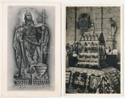 Az Országjáró Szent Jobb az Aranyvonattal, Szent István Jubileumi Év 1038-1938. - 9 db régi képeslap...