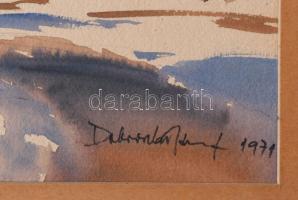 Dobroszláv József (1932-2016): Utcarészlet járókelőkkel, 1971 Akvarell, papír, jelzett. Fakeretben, ...