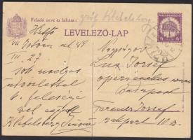 gróf Klebelsberg saját kezű levelező lapja.