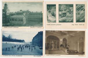 Gödöllő - 12 db RÉGI megíratlan képeslap: premontrei gimnázium, főleg képeslapfüzetből
