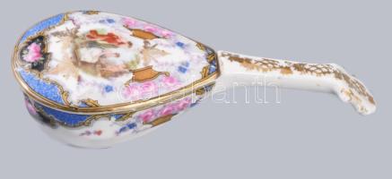 Cseh alt Wien porcelán kanál, Matricás, jelzett, hibátlan 15 cm