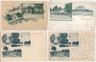 Gödöllő - 4 db RÉGI (1905 előtti) képeslap, közte vasútállomás