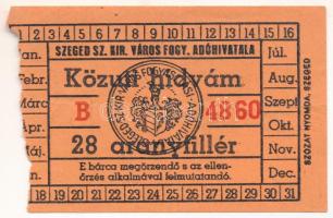 1931 k. Szeged 28 aranyfillér értékű közúti hídvám bárca, "B 860", hátoldalán 'IV" bélyegzés T:XF,VF