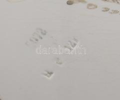 Fajansz és ón tál. jelzett, XIX. sz. d 23 cm