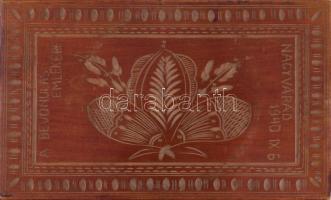 Nagyvárad 1940 IX. 6. A bevonulás emlékére - A nagyváradi bevonulás emlékére vésett fadoboz, 13x22 c...