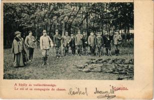 1902 Gödöllő, a király és vadásztársasága (ragasztónyom / glue mark)