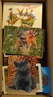 Több száz MODERN üdvözlőlap dobozban / Hundreds of greeting postcards in a box