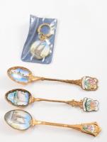 3 darab zománcozott díszkanál + kulcstartó