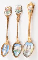 3 darab zománcozott díszkanál + kulcstartó