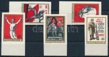 1969 Magyar Tanácsköztársaság V. vágott ívszéli sor (40f foltok a képoldalon / spots on front)