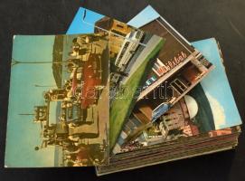 123 db MODERN magyarországi város képeslap, közte autó, hajó, strand stb. / 123 modern Hungarian town postcards, with automobile, ship, beach etc.