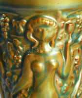 Zsolnay eozin mázas szüreti pohár. Jelzett, hibátlan, m: 16 cm