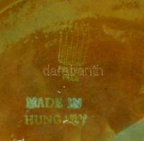 Zsolnay eozin mázas névjegykártyatartó, rákkal küzdő kígyó alakjával, jelzett, ragasztott, d: 15 cm