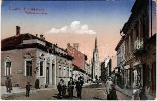 1915 Újvidék, Novi Sad; Futtaki utca, Weisz Adolf és ifj. Ofner Mihály és fia üzlete. G. Gy. Bpt. / street, shops + "K.u.k. Militär-Zensurkommission Újvidék" (EB)