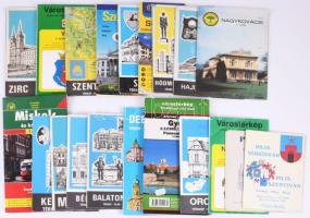 21 db magyar város és település térképe: Balatonfüred, Debrecen, Győr, Keszthely, Sopron, stb.