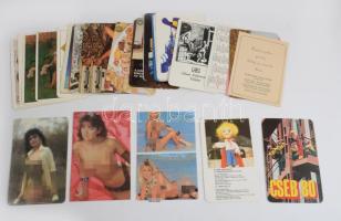 1970-1989 Vegyes kártyanaptár tétel, 27 db, közte 3 erotikus