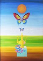 Ábrahám Rafael (1929-2014): Aranykancsó, 1994. Olaj, farost. Jelezve jobbra lent. Fakeretben. 70x50 cm