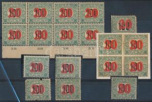 1915 Kisegítő portó 18 db bélyeg vegyes minőségben, közte 8-as tömb csillaggal és számvízjellel