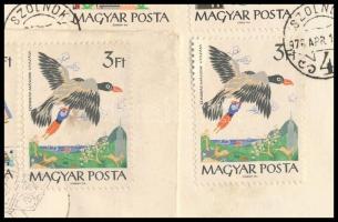 1965 Mese sor borítékon a 3Ft bélyegen 2 fekete folt a a felhőben lemezhiba + támpéldány sor FDC-n