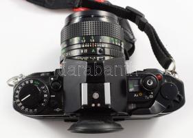 Canon A-1 kamera FD 50 mm 1:1,4 objektívvel + Vivitar makro objektív 28-90 1:2,8-3,5. További tartoz...