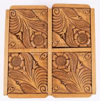 4 rekeszes faragott tárolódoboz, 20x20 cm