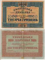 Orosz Polgárháború / Ukrajna 1918. 1000 Hrivnya + 2000 Hrivnya hiteljegyek T:VG ragasztott
Russian ...