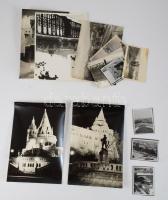 Vegyes budapesti fotó tétel, 14 db, közte a felrobbantott régi Erzsébet híd, Halászbástya, Moszkva tér, stb., 5,5x4 cm és 18x13 cm között