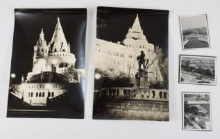 Vegyes budapesti fotó tétel, 14 db, közte a felrobbantott régi Erzsébet híd, Halászbástya, Moszkva t...